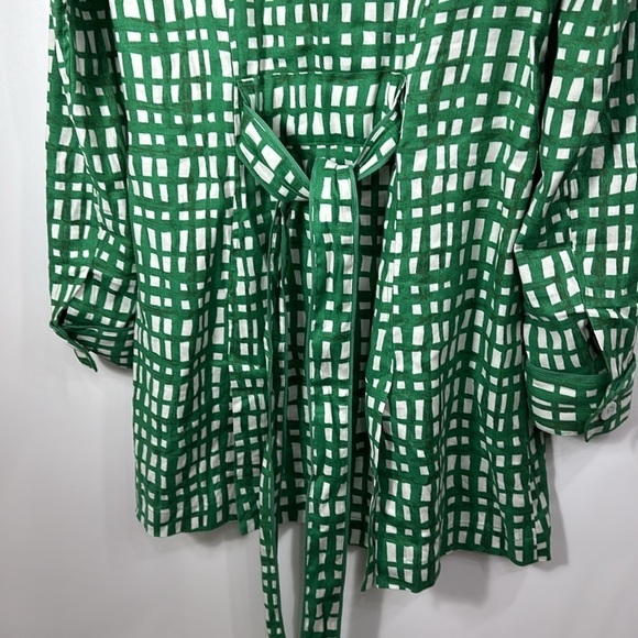 CAbi Circuit green white plaid linen jacket size medium - Picture 9 of 11